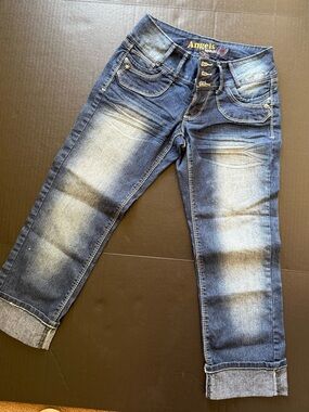 Angels Dark Blue Low-Rise Capri Jeans Y2K